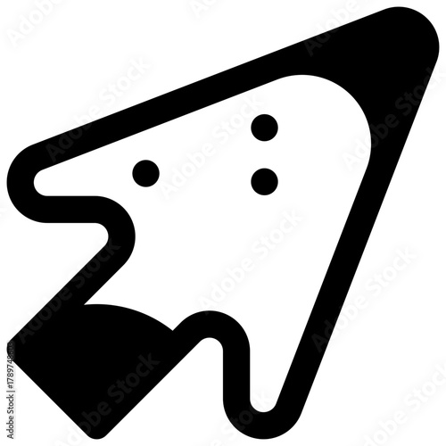 Arrowhead. Outlined stroke vector icon with black-filled details.