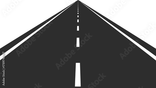 Straight road disappearing into the distance with white lines