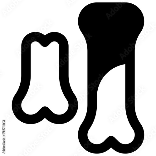 Bones. Outlined stroke vector icon with black-filled details.