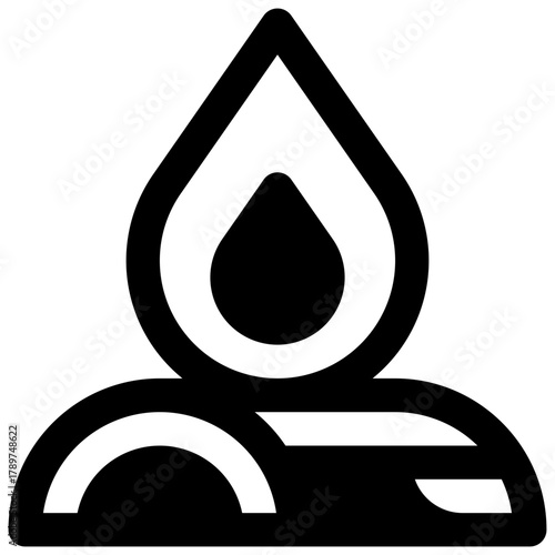 Fire. Outlined stroke vector icon with black-filled details.