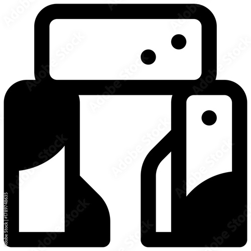 Dolmen. Outlined stroke vector icon with black-filled details.