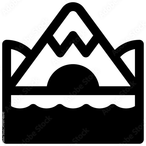 Cave. Outlined stroke vector icon with black-filled details.