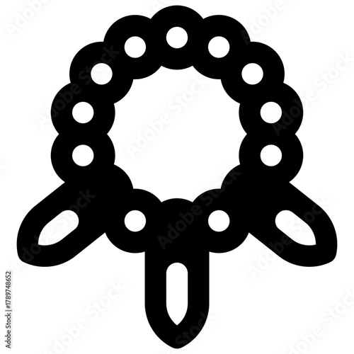 Necklace. Outlined stroke vector icon with black-filled details.