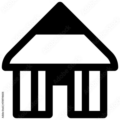 Hut. Outlined stroke vector icon with black-filled details.