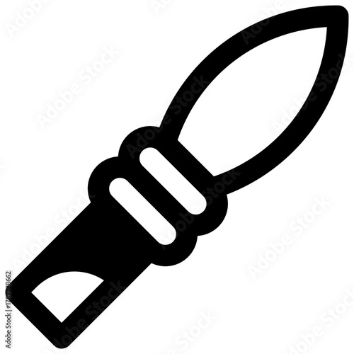 Knife. Outlined stroke vector icon with black-filled details.