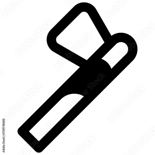 Stone axe. Outlined stroke vector icon with black-filled details.
