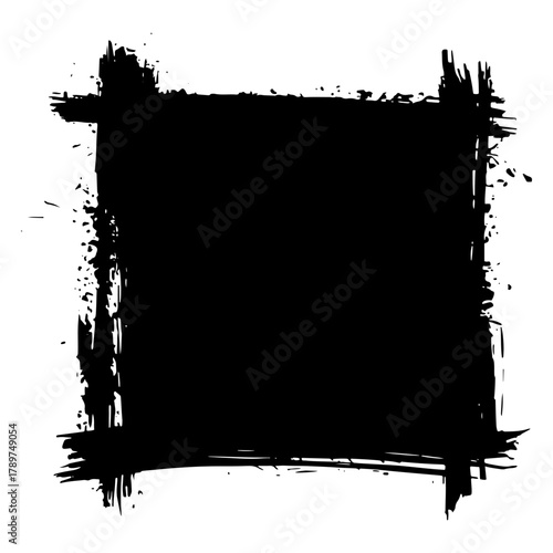 Bold black brush stroke design perfect for use in art projects or as a background element in graphic design work