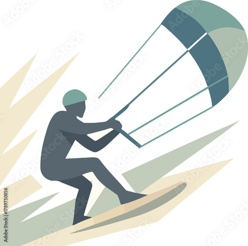 Kite surfer in motion with abstract water splashes