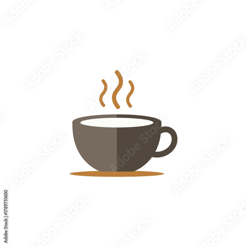 Steaming cup of coffee sits on saucer against white backdrop, representing morning ritual and comforting beverage, simple and inviting.
