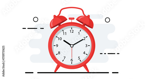 Vibrant red alarm clock with ringing bells signals urgent time management needs for deadlines and schedules