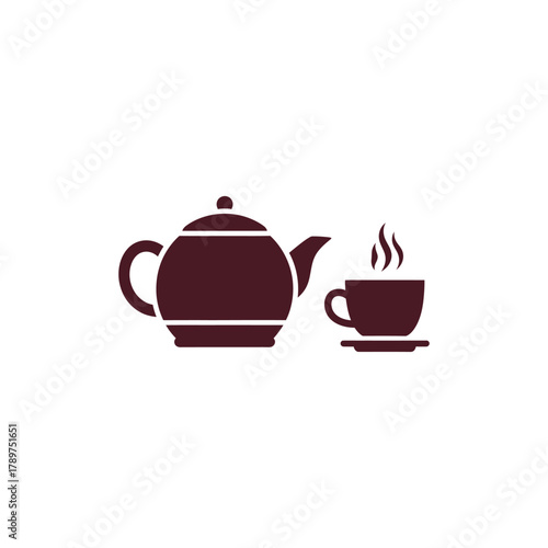 Teapot and cup steaming on white table representing tea time, relaxation, and cozy atmosphere in minimalist style.