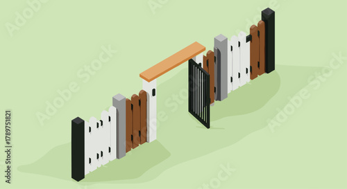 Open gate invites exploration, promising new beginnings and exciting opportunities in a modern, clean design