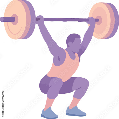 Man lifting barbell in squat position weightlifting