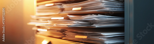 Mysterious classified documents and secret files in government archive. Sensitive information and data security concept with blurry effect