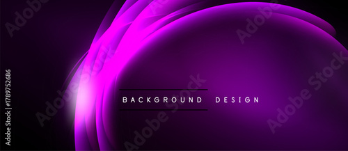 Abstract purple waves form elegant backdrop. Smooth gradients create dynamic visual effect. Modern design element for presentations.