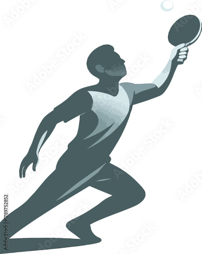 Man playing table tennis hitting ball with paddle ping pong