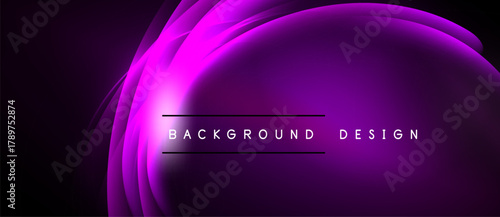 Abstract purple layers create dynamic background. Bright center draws focus, smooth curves suggest movement. Text reads background design.