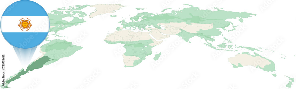 Obraz premium World Map with Argentina Flag Pinpoint