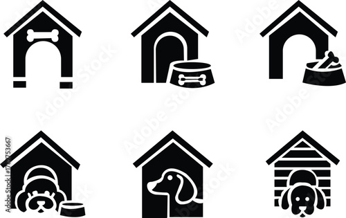
Dog house or doghouse kennel flat vector icon for pet apps and websites, Black silhouette dog animal house vector illustration, Dog house Icon set , doghouse kennel vector icon, isolated on transpare