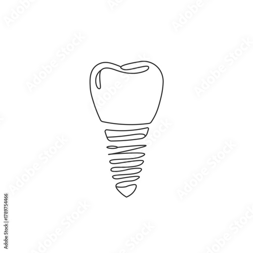Single Line Art of a Dental Implant