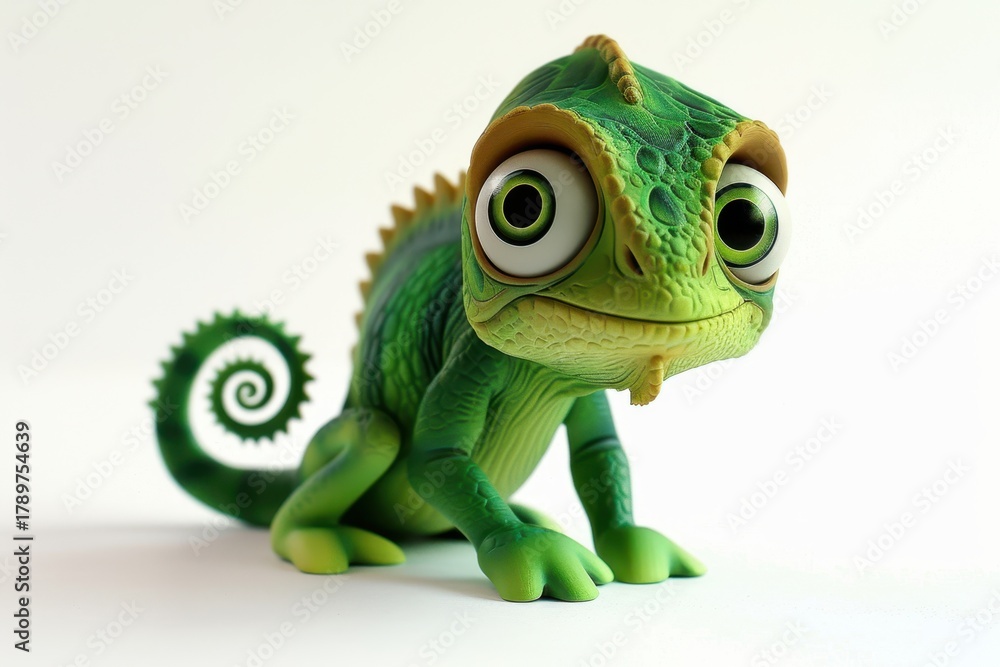 Fototapeta premium 3D Chameleon Isolated on White Background