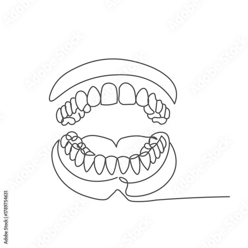 continuous line drawing of a Human Teeth