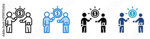 Price negotiation icon set multiple style collection