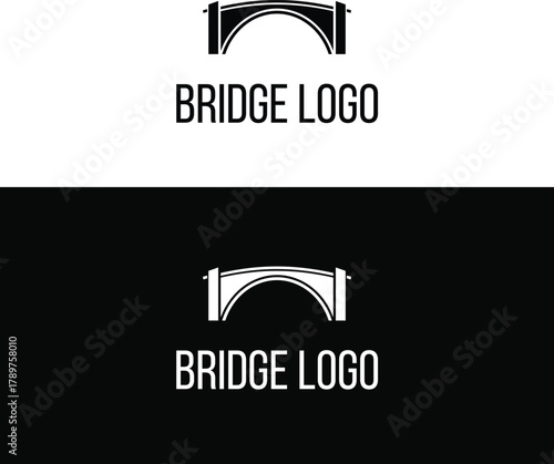 Arch Bridge Logo Design - Construction, Connection, and Transportation Symbol