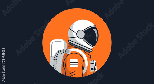 A sleek and modern illustration depicting an astronaut in a full spacesuit, embodying the spirit of space exploration and cosmic journey through a minimalist, futuristic design