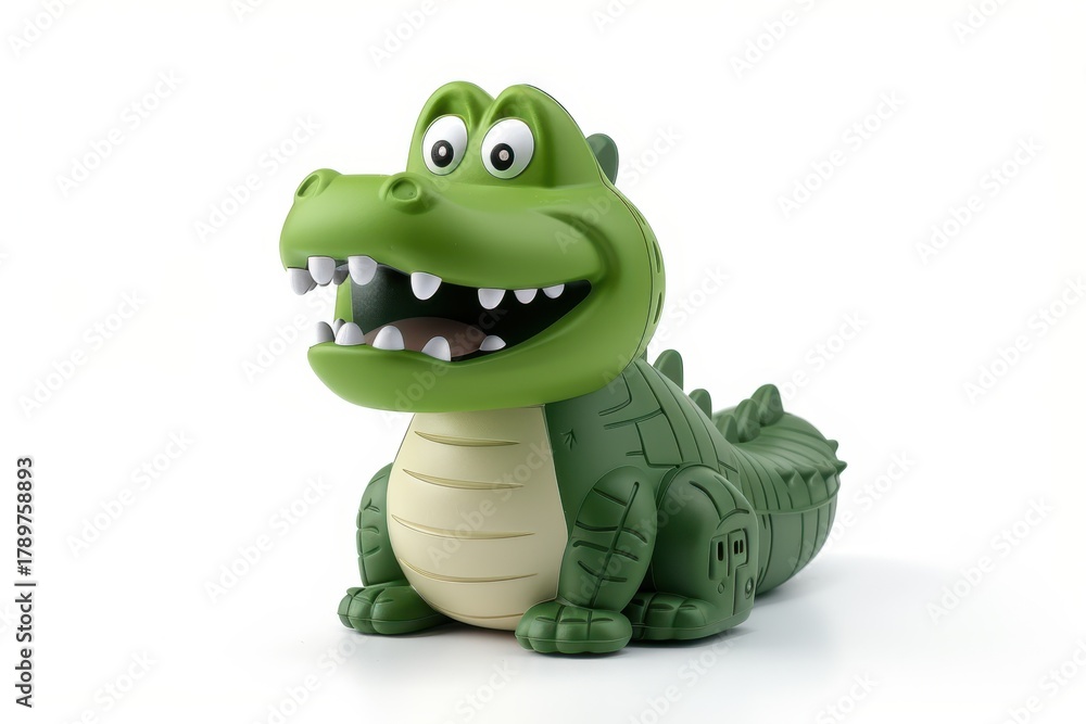 Fototapeta premium 3D Cartoon Crocodile Toy Figure on White Background