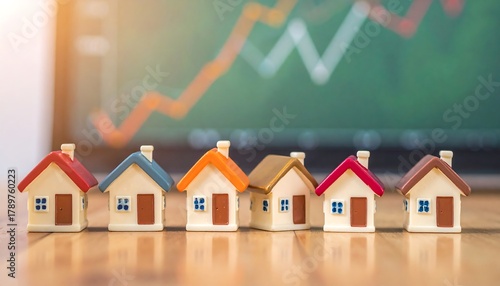 Real Estate Market Growth - Miniature Houses and Rising Graph.