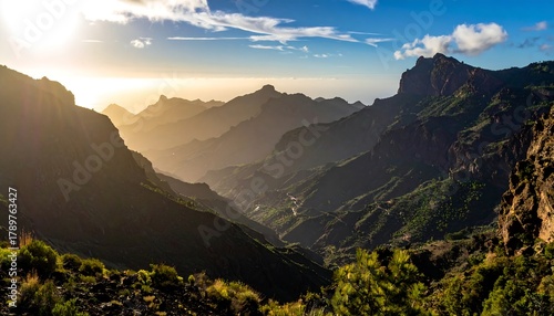 Majestic Mountain Vista at Sunset - A Serene Landscape.