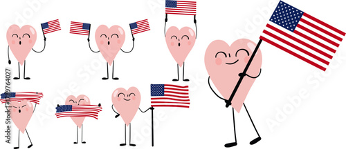 Heart character with USA Flag