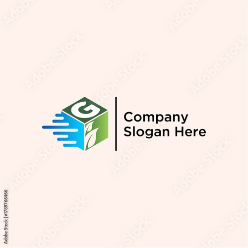 concept letter G speed box leaf logo design vector template