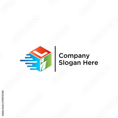 concept letter L speed box leaf logo design vector template