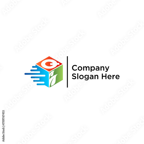 concept letter Q speed box leaf logo design vector template