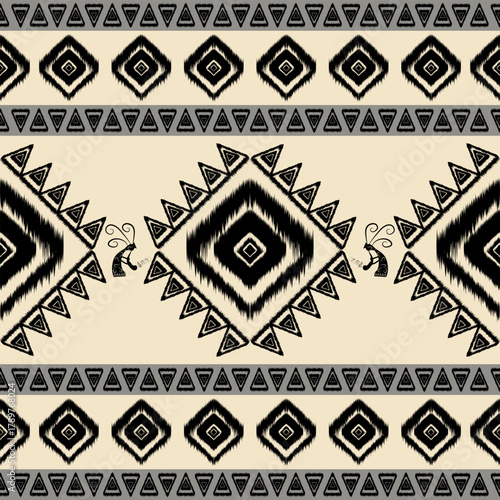 ikat fabric tribal  pattern . Abstract ethnic  art. Oriental style. Design for background, wallpaper, vector illustration, textile, fabric, clothing, carpet, embroidery.