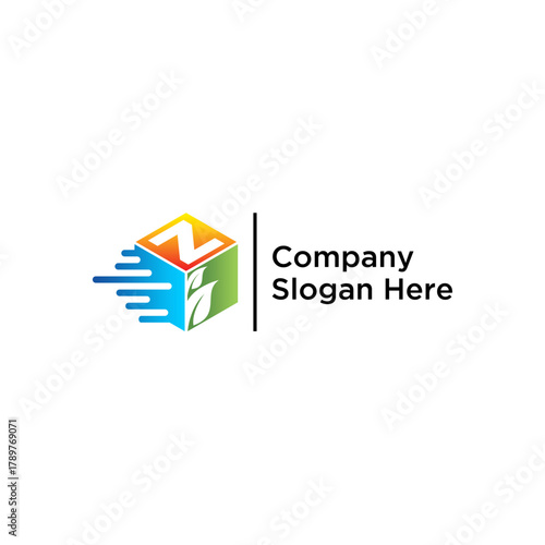 concept letter Z speed box leaf logo design vector template