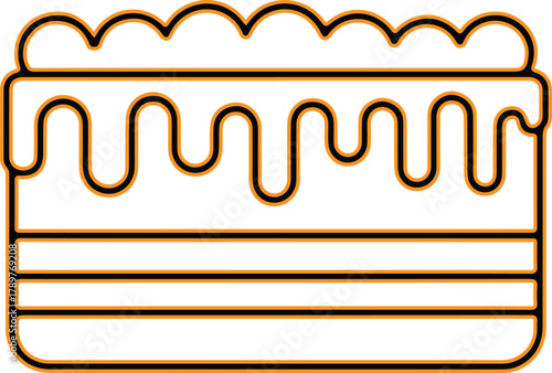 Simple line art slice of layered cake with drizzle