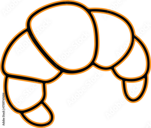 Simple outline drawing of a croissant pastry