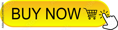 Shopping Cart Buy Now Button. Click Here Button. Buy now red button with hand cursor. Button hand pointer clicking. Click here banner. Online shopping. 