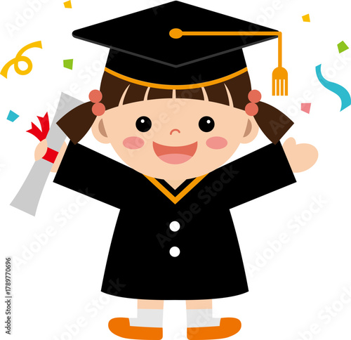 졸업장을 들고 있는 여자아이