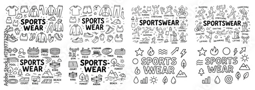 Sportswear icons collection for active lifestyles