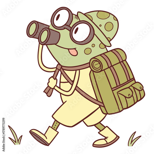 Cute Excited Frog, accessorized with wearing glasses, in a Forest adventure world – Evergreen Trails palette vector