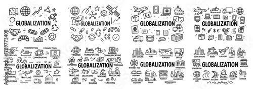 Globalization concepts illustrated in doodle style