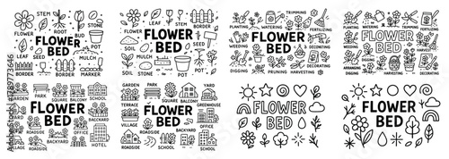 Flower bed designs and elements collection