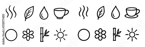 Tea Ceremony Sketch Icons