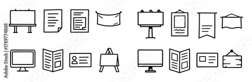 Advertising Icons Doodle Grid