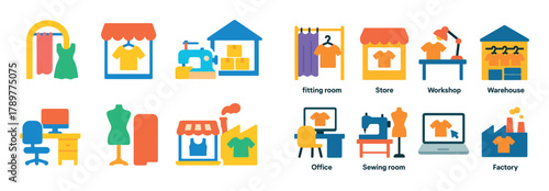 Colorful Clothing Icons Grid