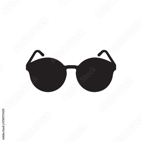 Round eye glasses silhouette vector flat illustration